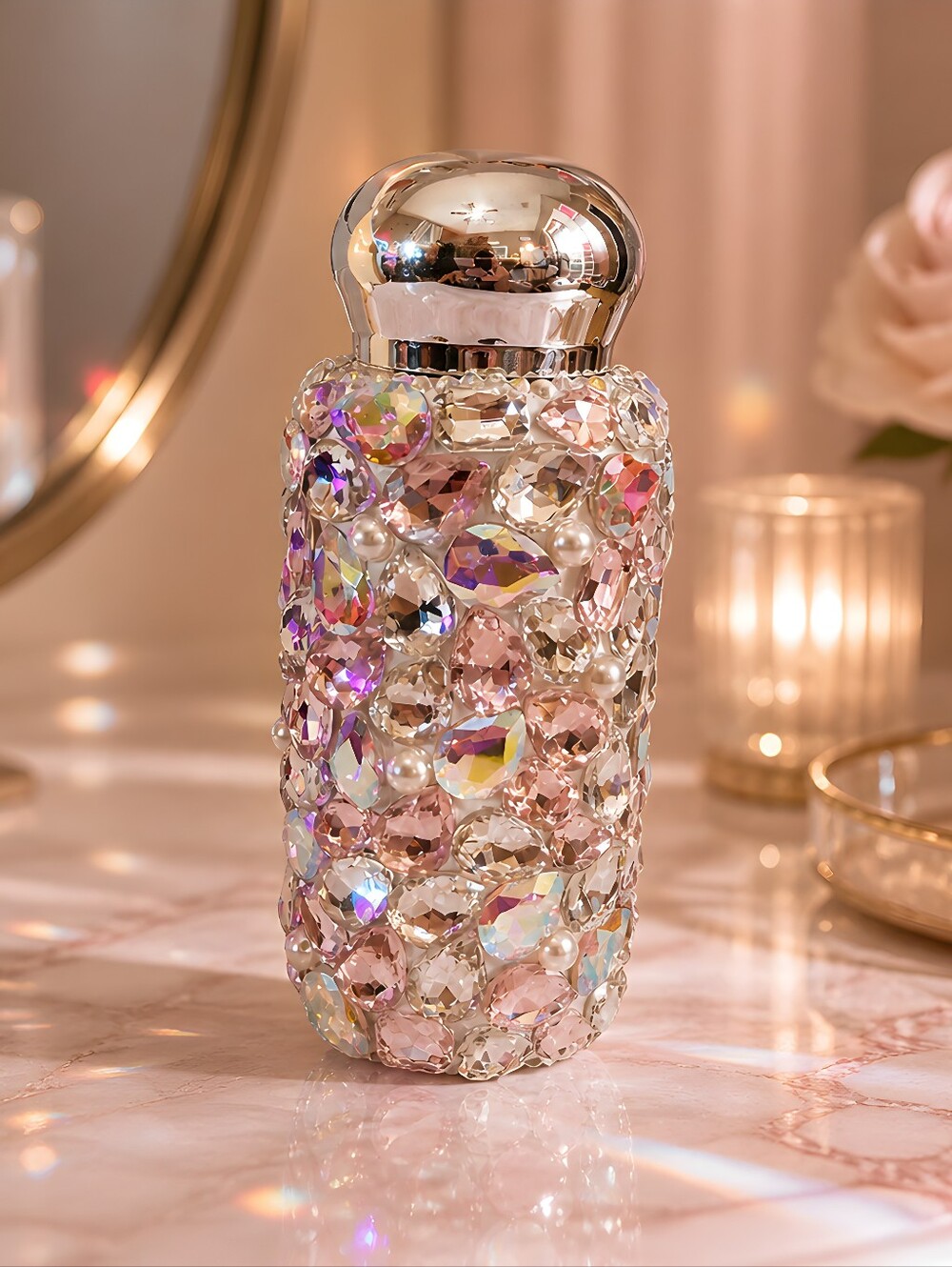 Crystal Rhinestone And Pearl Decorative Tumbler